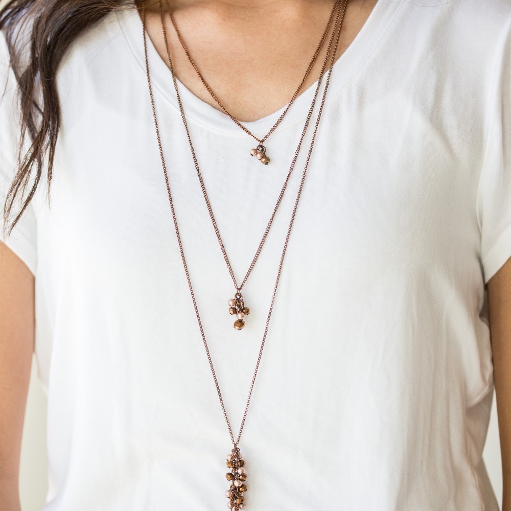 Crystal and Cooper Long Necklace and Pendant